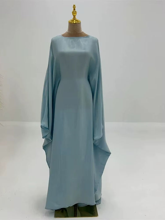 Summer Butterfly Batwing Satin Shiny Abaya Dubai Luxury 2024 Islam Muslim Maxi Kaftan Dress Kebaya Abayas for Women Vestidos